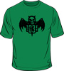 1031 'classic bat' tee - black print/ army tee large