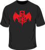 1031 'classic bat' tee - red print / black tee- large