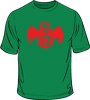 1031 'classic bat' tee - red print / army tee- large