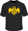 1031 'classic bat' tee - yellow print / black tee - large