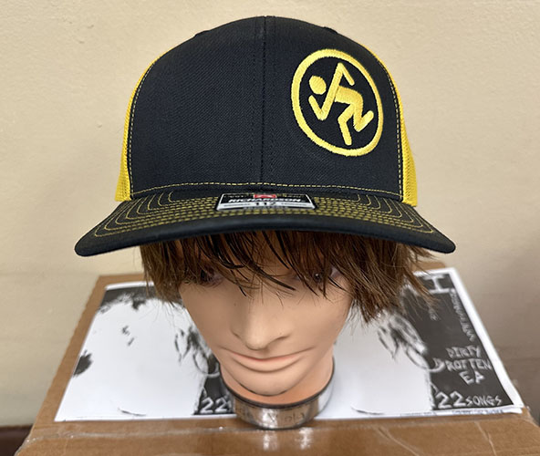D.R.I. "skanker"  black/gold 'Richardson ' - EMBROIDERED- trucker hat