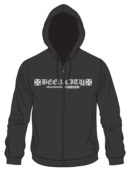Beer City "Iron Cross" -black zipped hoodie